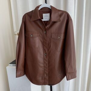 Brown Faux Leather Jacket